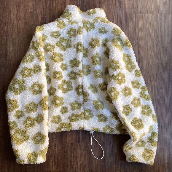 HYFVE Olive Green Floral Print Cropped Top Half Zip Sweater - Picture 4 of 5